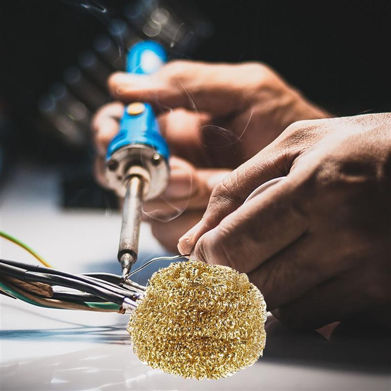 10Pcs Soldering Tip Cleaner Steel Wool Iron Copper Wire Cleaning Balls Soldering Tip Cleaner Brass Wire Balls
