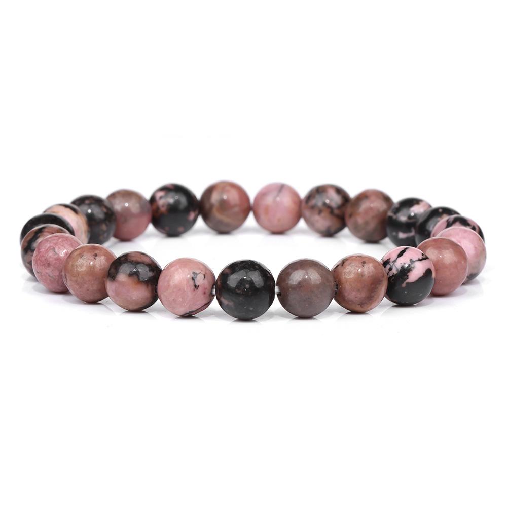 Fashion Natural Stone Pink Angelite Beads Bracelet 8mm Sunstone Beaded Energy Yoga Bracelet Jewelry for Women Handmade Gifts