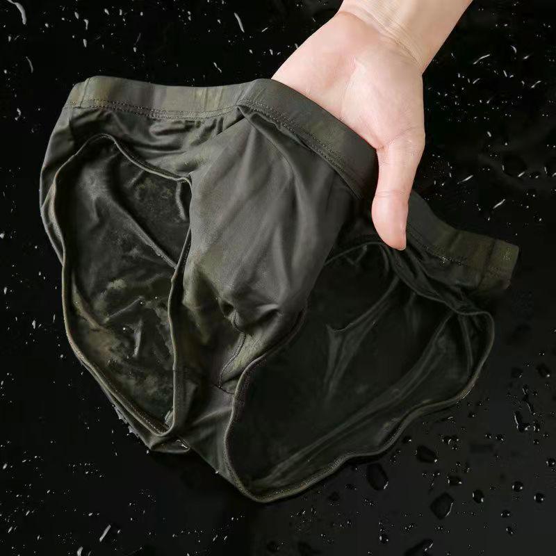 Men's Summer Ultra Thin Fashion New Ice Silk Smooth Transparent Triangle Briefs