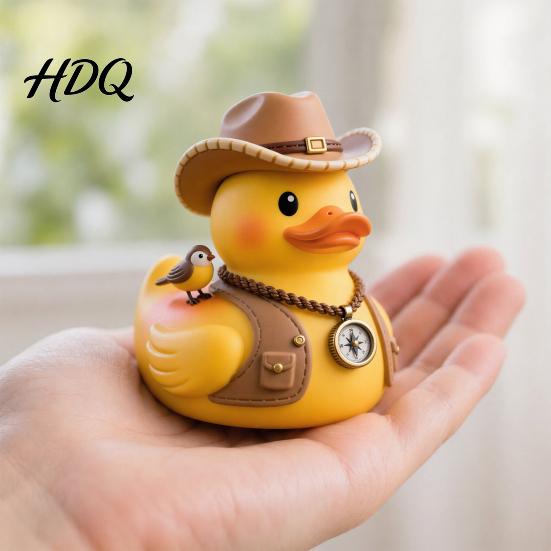 Fun Animal Ornament Yellow Duck with Mountaineering Gear Outdoor Explorer Theme Decorative Novelty Gift Figurine Synthetic Resin Statue for Desktop
