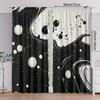 2Pcs Art Deco Black And White Ink Pattern Printed Curtains, Light-Filtering Rod Pocket Peach Skin Velvet Drapes, Machine Washabl