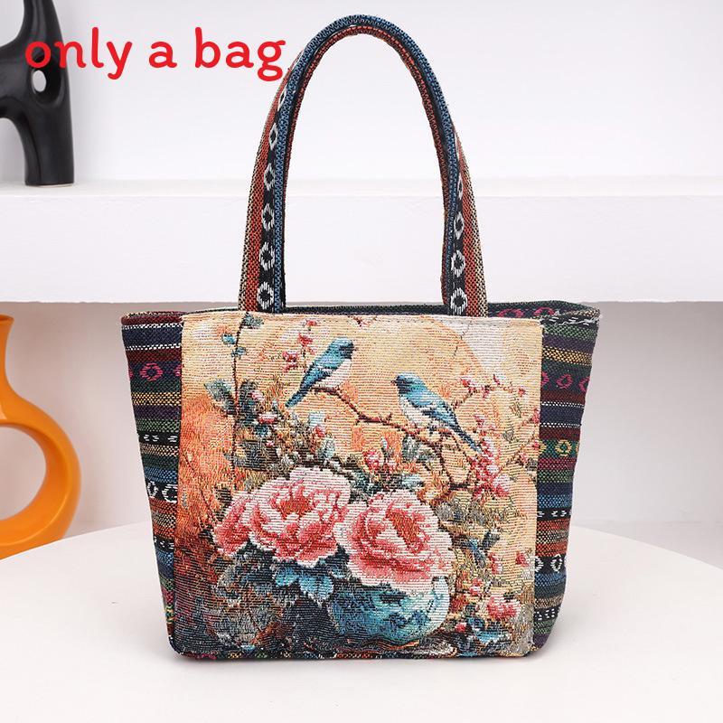 Ethnic Embroidered Handbag For Women With Canvas Material And Zipper Closure For Daily Use