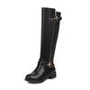 Autumn and winter new women's fashion belt buckle high boots low heel round head large size boots Martin boots