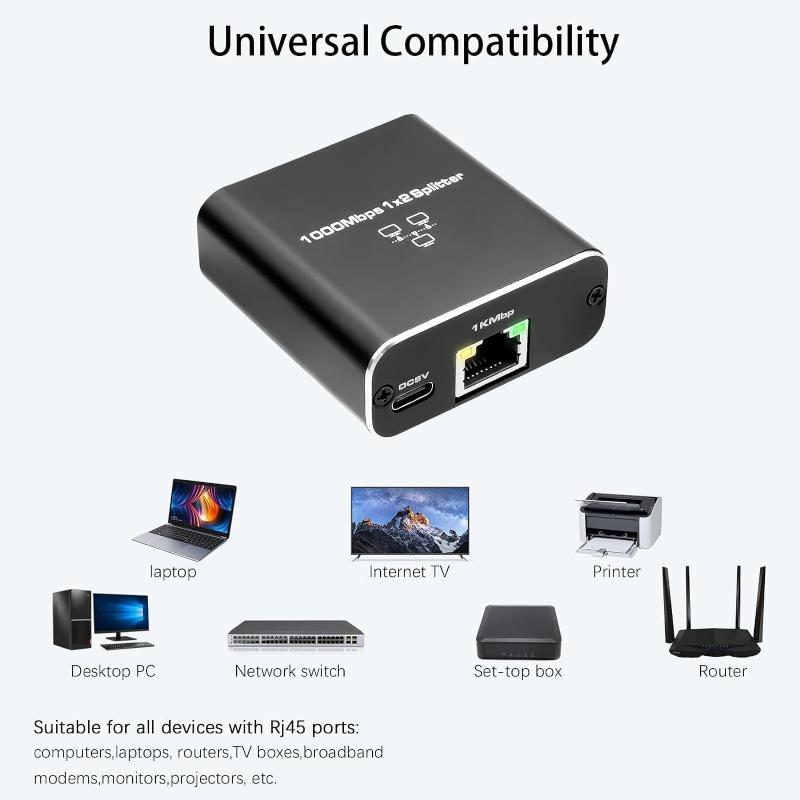 Network Cable Splitter With One To Two Simultaneous Internet Access Rj45 Splitter With One To Two Switch Ethernet Port Gigabit