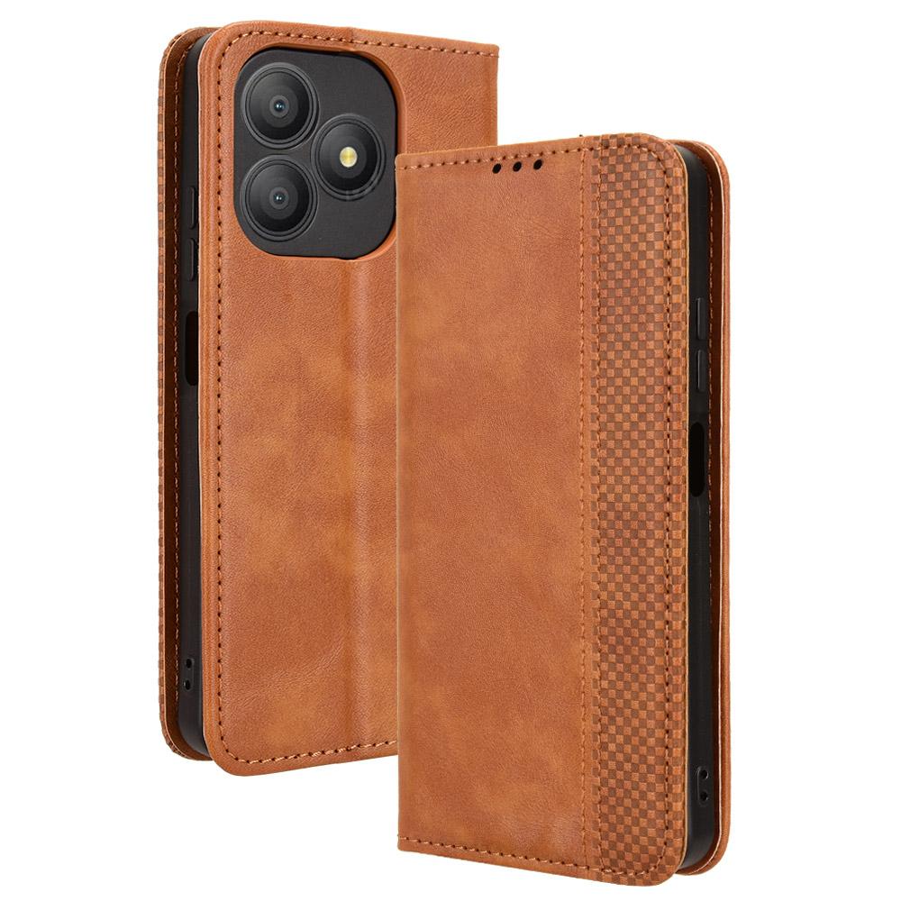 For Blackview Wave 9C Leather Case Wallet Stand Retro Texture Phone Cover