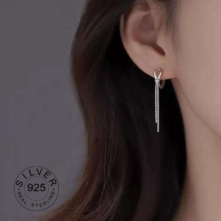 925 Silver Vintage Earrings For Women Trendy Simple Star Long Tassel Earring Jewelry Prevent Allergy Party Accessories