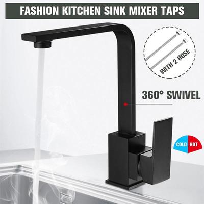 360° Rotation Black Drinking Water Single Hole Hot And Cold Pure Water Sinks Deck Mounted Mixer Tap Kitchen Faucet