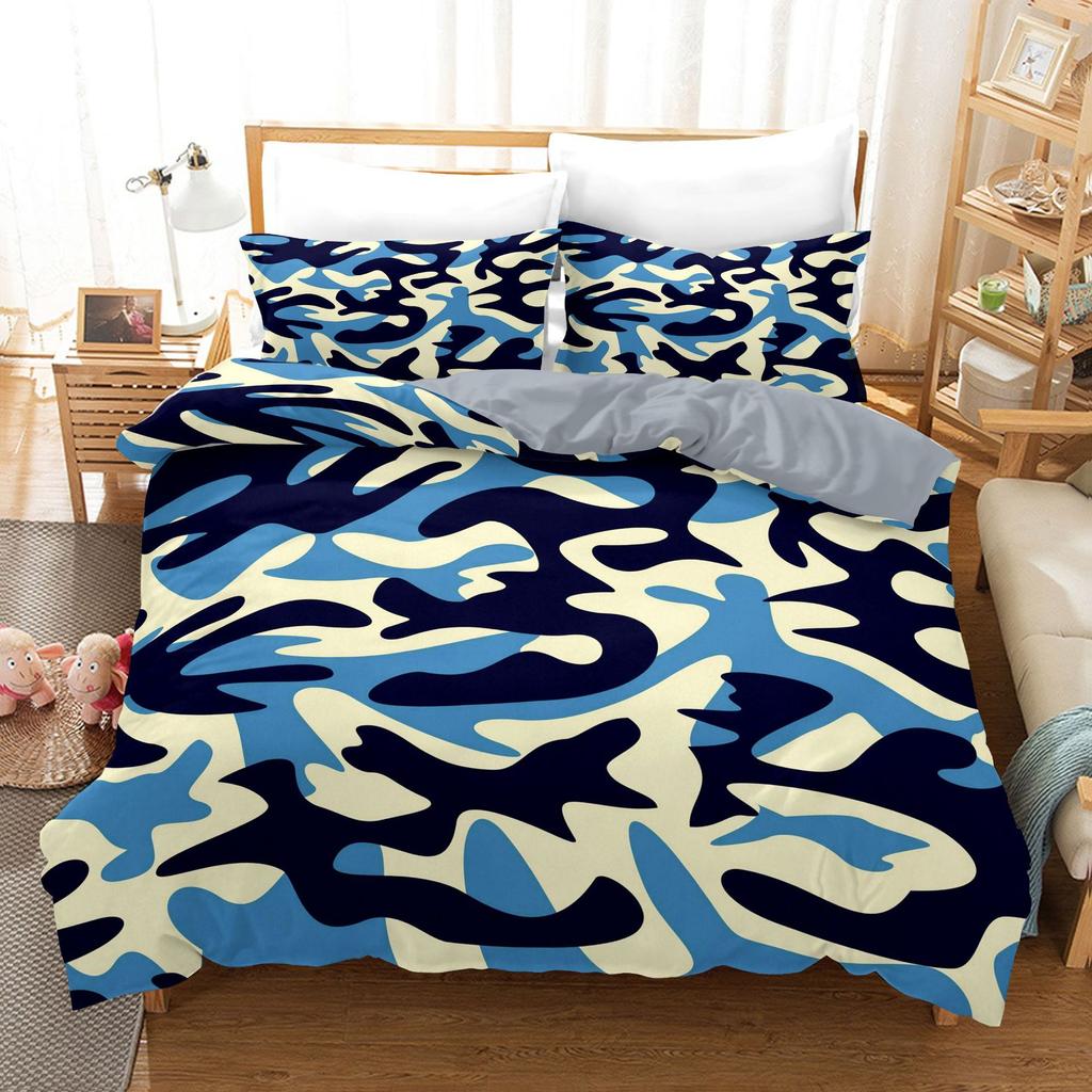 Bedding Home Textiles 3D Digital Printing Three-Piece Military Camouflage Quilt Cover Pillowcase