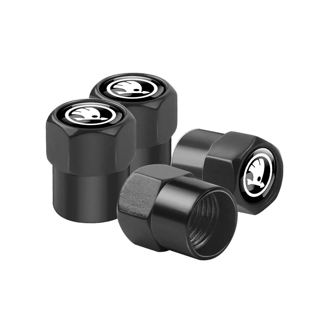 Samolepka na auto 2025 Horká 4ks Krytky ventilků pneumatik kol auta Pouzdro na dřík Pro Skoda Octavia Fabia Rapid Yeti Superb Octavia A5 A7 VRS S Emblémem