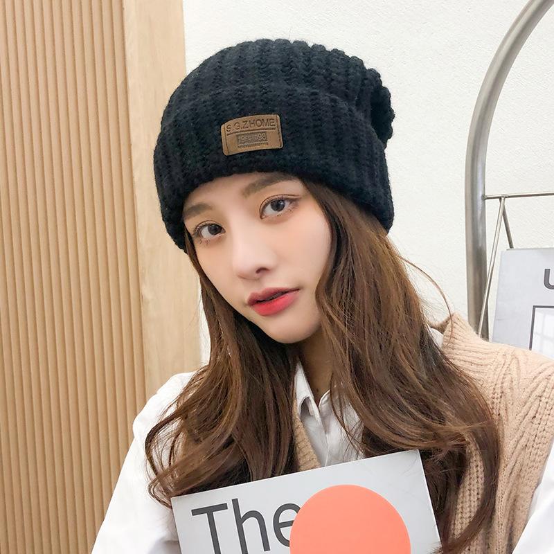 Korean Loose Big Head Circumference Pile of Hats Versatile Wool Hats for Women In Autumn and Winter Warm Ear Protection Knitted Hats Cold Hat Trend