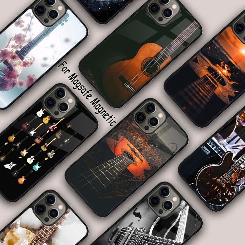 Rock Music Instrument Guitar Magnetic Phone Case For APPLE iPhone 17 Air 16 14 13 12 Pro Max 15 Plus Wireless MagSafe Cover