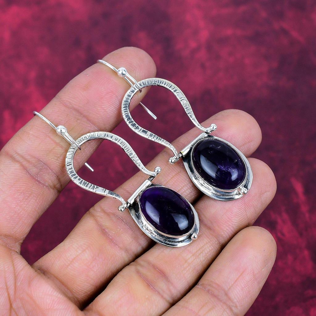 Ametist Örhängen Ädelstenssmycken, 925 Massivt Sterling Silver Örhängen, Gåva Till Kvinnor Handgjorda Örhängen