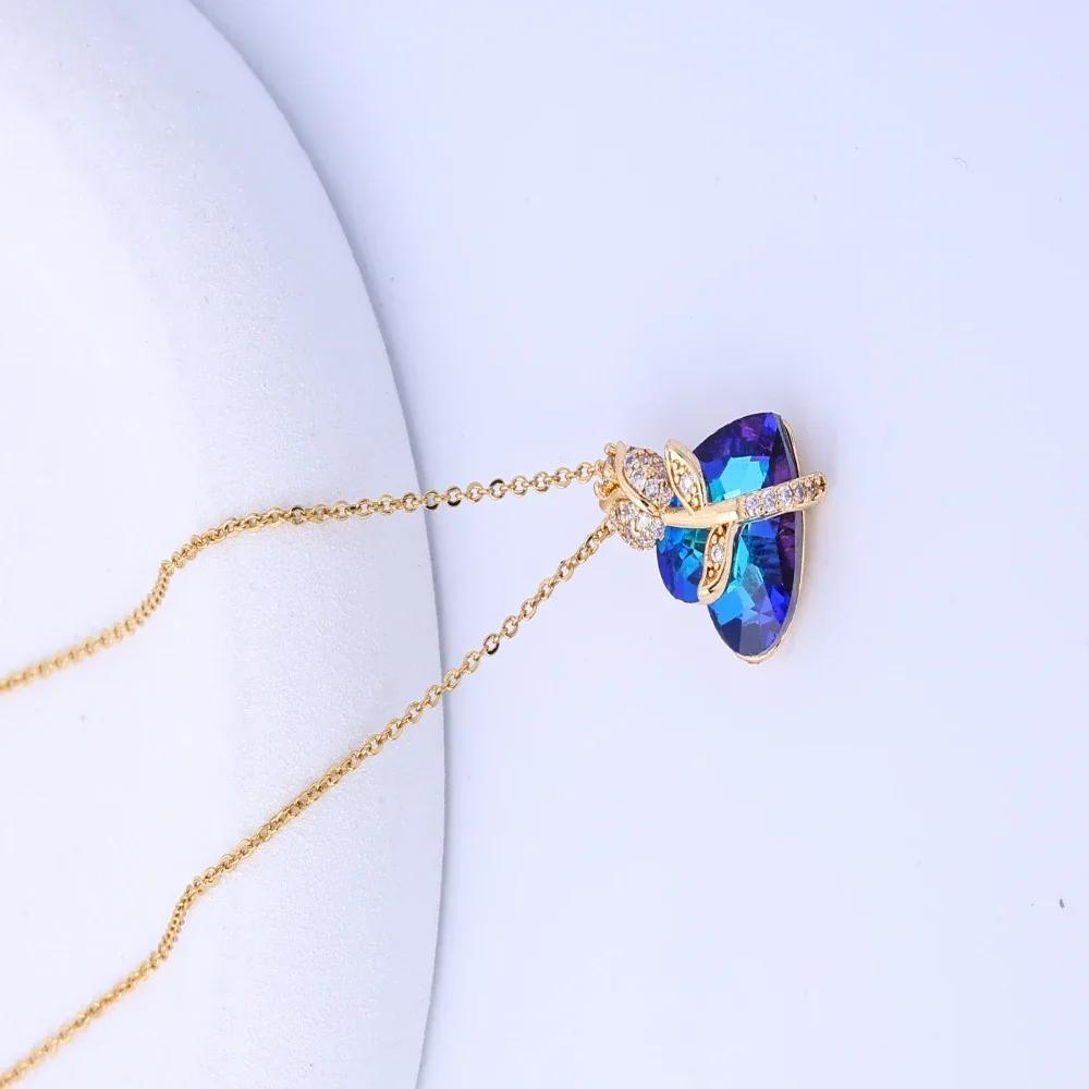 Heart of the Ocean Titanium Steel Fade Necklace Love Rose Niche Light Luxury Feminine Clavicle Chain Versatile Sense of Luxury