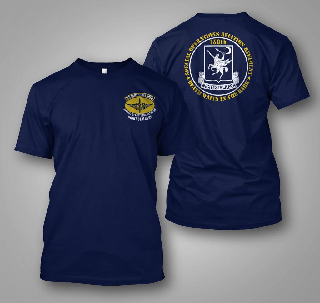 New US Army 160th SOAR Night Stalker Custom Unisexs Back and Front TShirt Tee