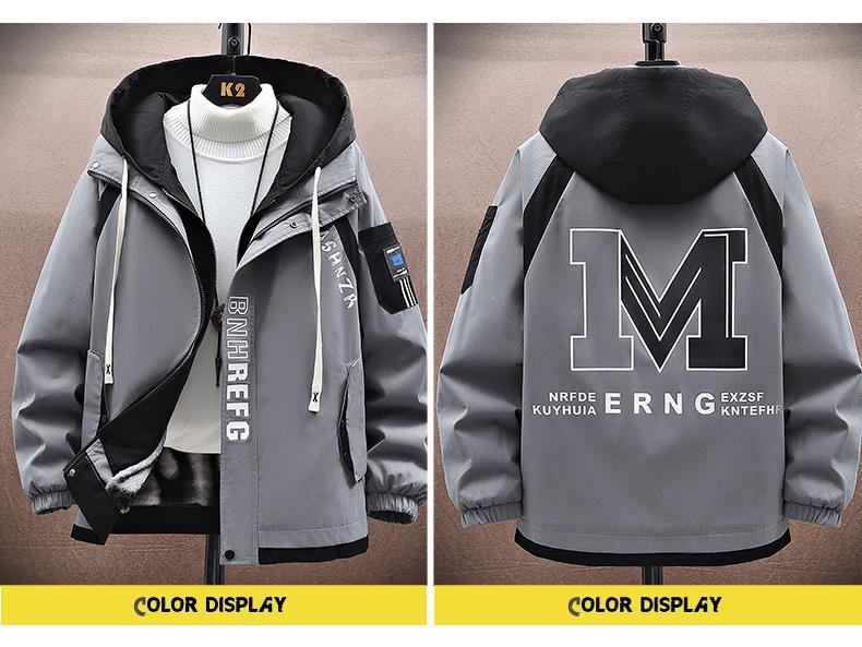 Herren Jugend Plus Samt Dicke Parka - Herbst & Winter Arbeitsjacke für Studenten