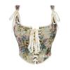 French Jacquard Palace Style Front Opening Strappy Boned Corset Shapewear Bustier