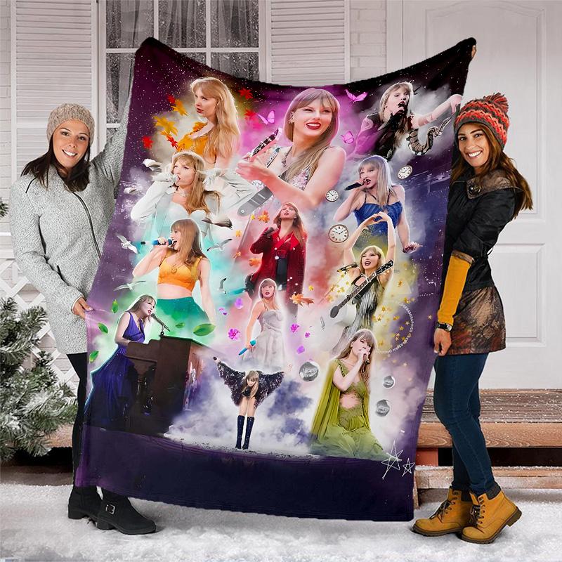 1 Stück Taylor Swift2 Thema Decke - Digitaldruck, Polyester, Gemütlich für alle Jahreszeiten, Perfekt für Draußen, Camping und Reisen