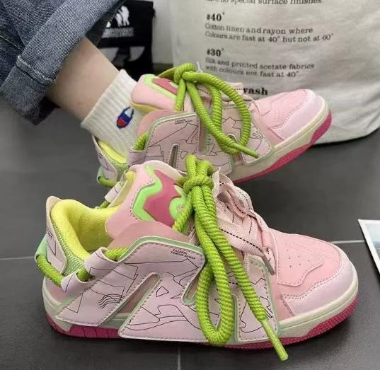 

Модні Милі Кросівки Хараджуку Жіночі Кросівки для Бігу 2024 Нові сині Кросівки на Товстій Платформі для студентів Вуличні Повсякденні рожеві Вулканізовані Туфлі 37