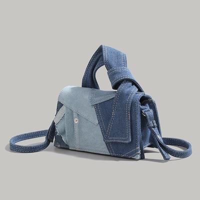 Minimalistische Denim Kleine Quadratische Tasche für Damen Stilvolle Vielseitige Umhängetasche Schickes Design Perfekt für den Alltag