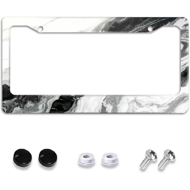 Hawaiian Blue Flowers License Plate Holder Frame Cover Beautiful Floral Car Accessories Stainless Aluminum Steel Auto Parts Car Tag Frame Decorative