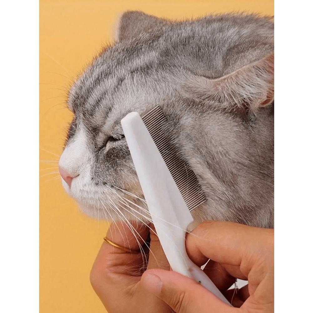 1pc 2-In-1 Pet Hair & Tear Stain Remover Brush - Stainless Steel Dog & Cat Flea Comb, Effectively Trims & Gently Removes Matted Fur And Fleas