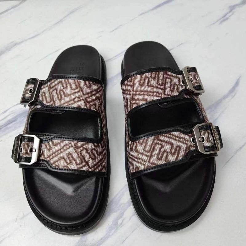 Mens Genuine Leather T-Strap Flat Slipper With Dual Buckles Non-Slip Rubber Sole Water Resistant Comfortable Daily Casual