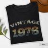 50th Birthday Retro1976 TShirt Gift for Women and Men Vintage Printed Tshirt Tops High Quality Cotton Regular Short Sleeve
