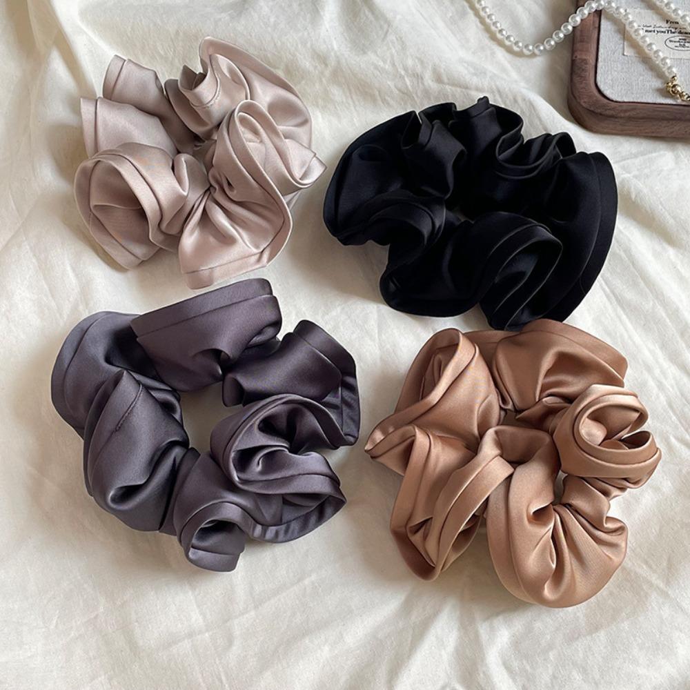 Soft Silk Scrunchies, Large Elastic Hair Rubber Bands for Women