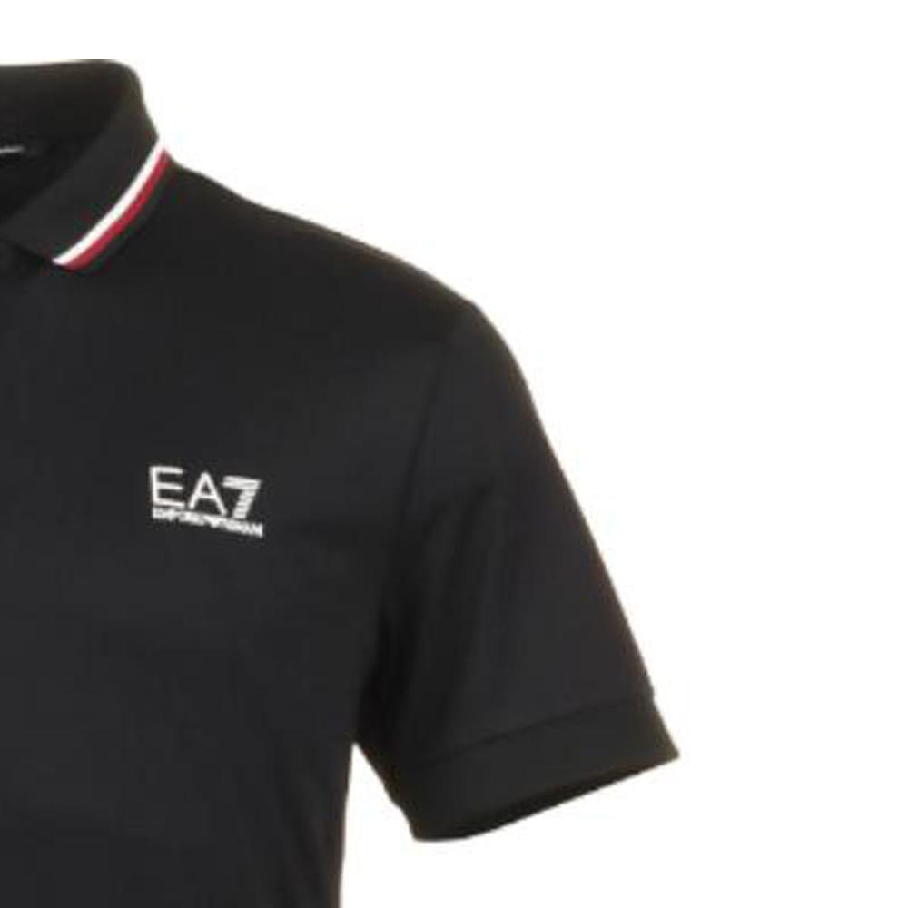 Emporio Armani EA7 Letter Logo Printed Striped Slim Fit Short Sleeve Polo Shirt Men tops Black 6DPF17-PJ27Z-1200