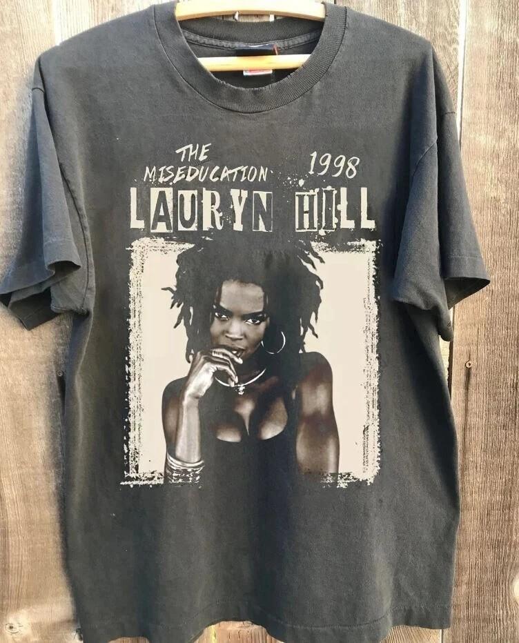 Футболка Лорин Хилл, Унисекс хлопковая футболка Лорин Хилл, цвет угольный, Винтаж S-5XL, Унисекс футболка M