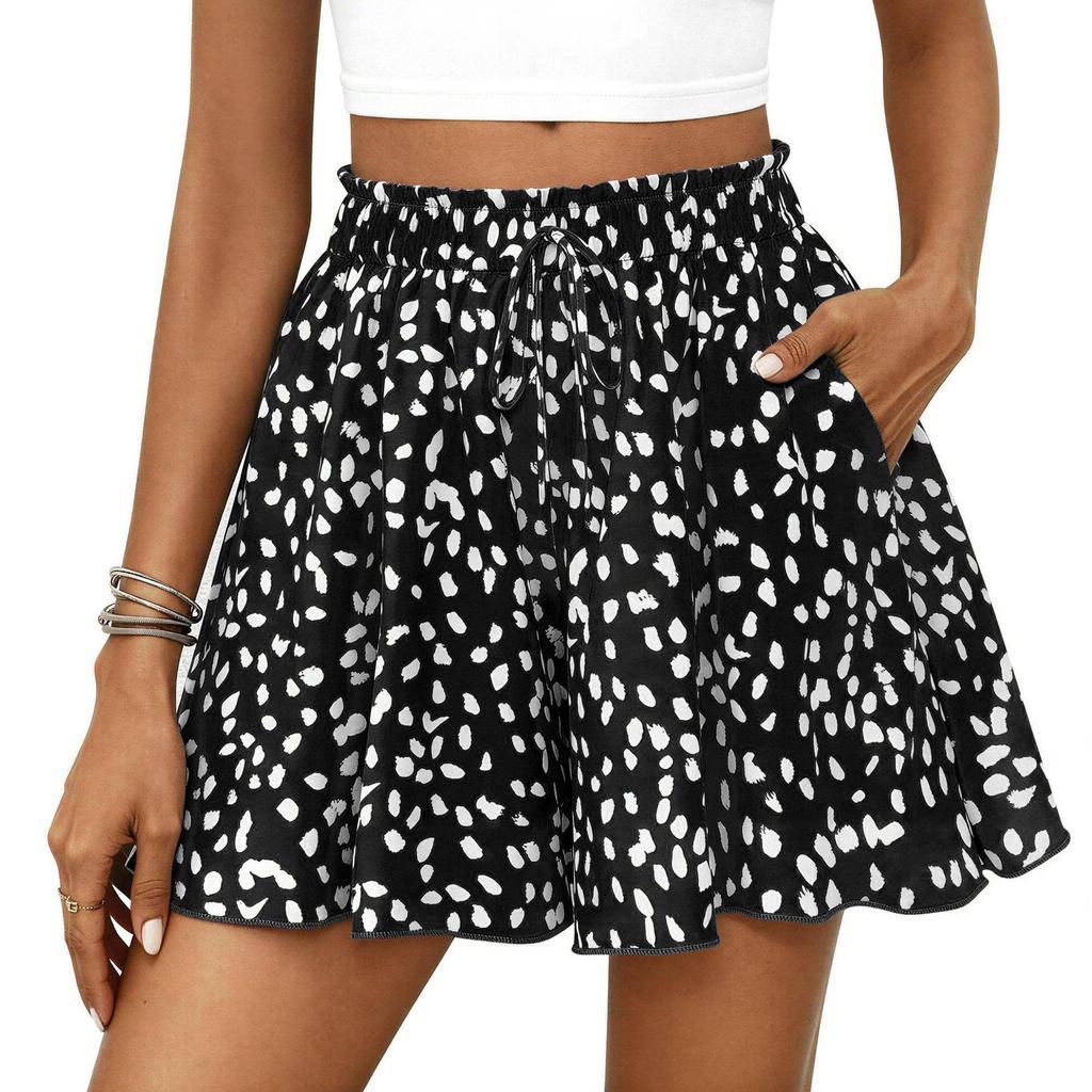 2026 Spring/Summer Women's High-Waisted Floral A-Line Casual Shorts - European Style, Versatile Vacation Wear
