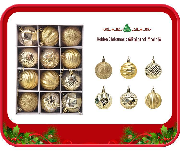 12pc Painted Christmas Ball Set - 6cm Ornaments for Tree & Holiday Decor