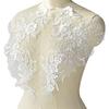 Flower Embroidery Sequin Lace Appliques Trim Floral Embroidered Sew on Patches for Wedding Bridal Dress Party Gown Bodice Craft DIY, 1 Pairs (White)