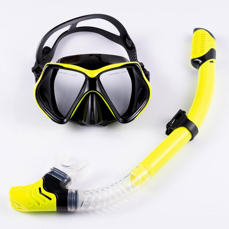 2PCS snorkeling set, mask waterproof and scratch-proof adult universal diving goggles, full dry snorkeling tube snorkeling mask