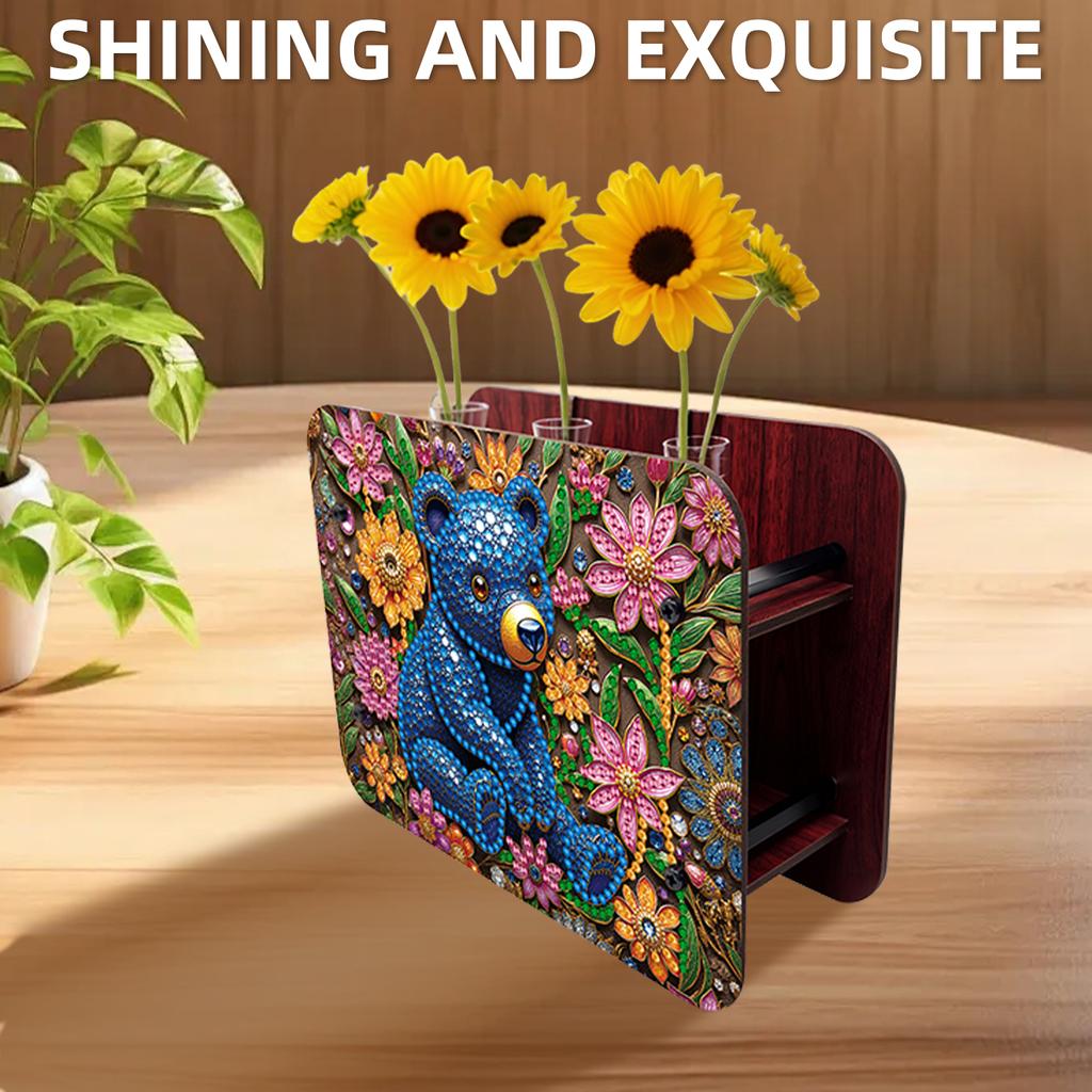 DIY Diamond Painting Wooden Tube Vase Two-Sided Pattern 5D DIY Vase Diamond Painting Kit for Adults Gift Idea Home Office Decor