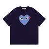 Unisex Cotton T-Shirt With Blue Heart Print Loose Fit Casual Tee Youth