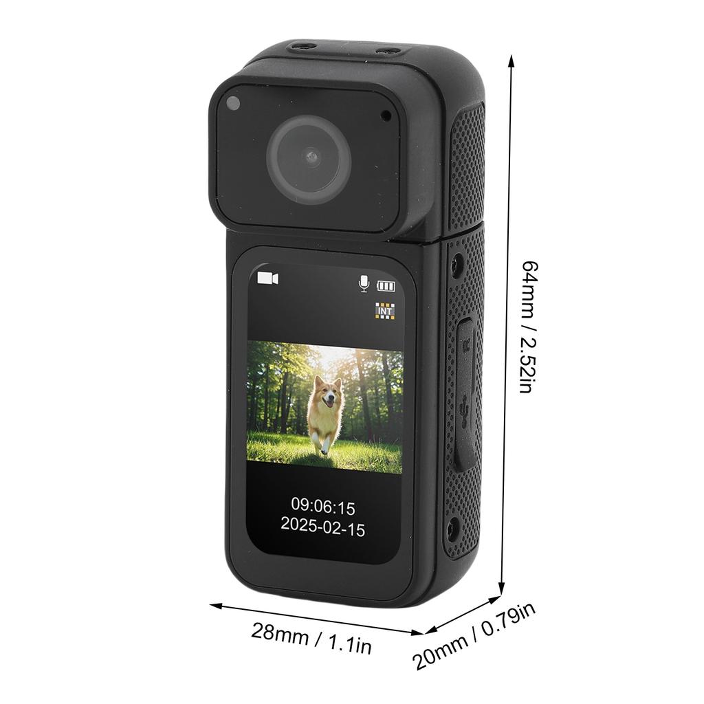 Portable Camcorder 2.7K Body Worn Camera Magnetic Hanging User Friendly Portable for Pet Walking for Beginners Professionals