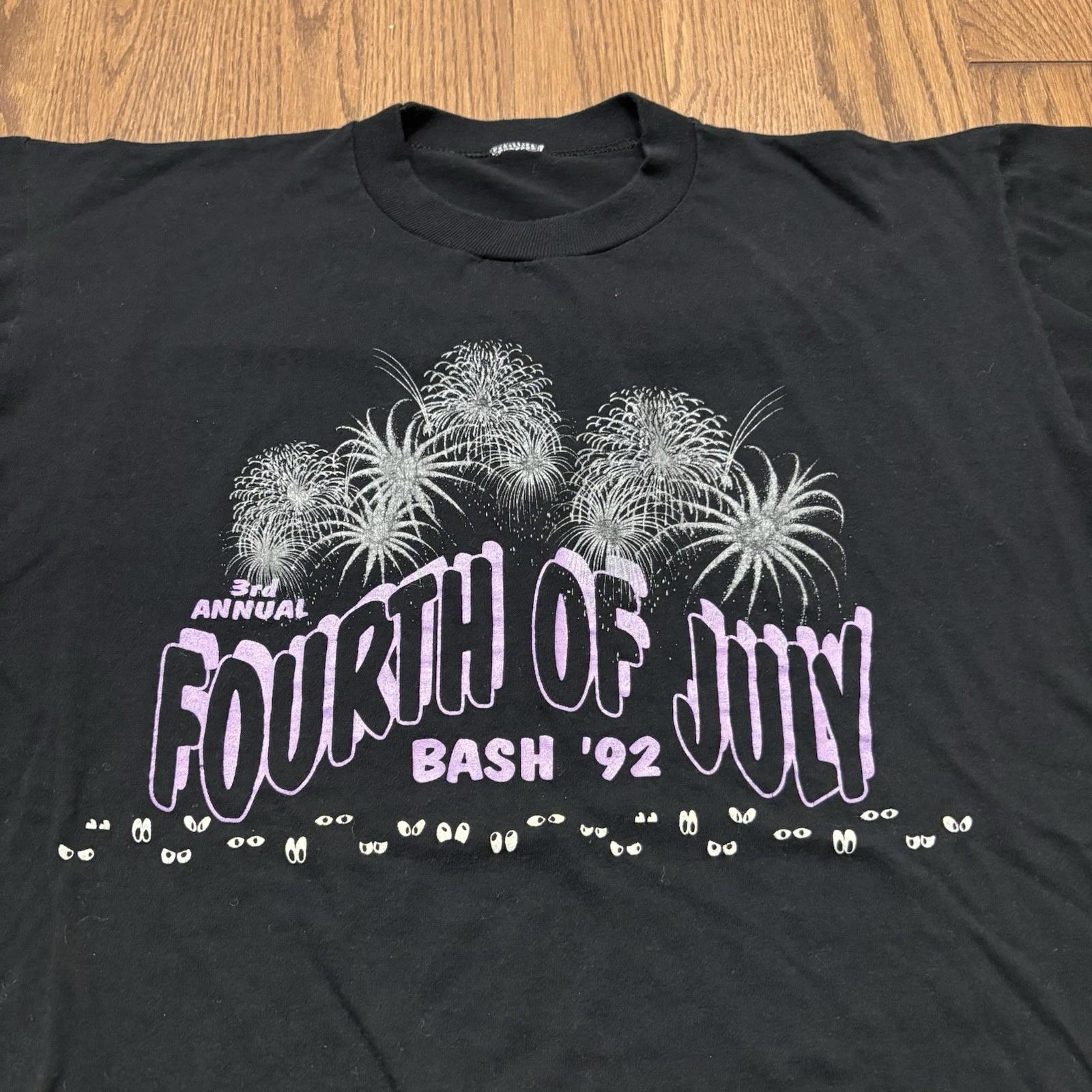 

Vintage 90s Fourth Of July T Shirt Funny Humor Party Tee Black Men’s Large M