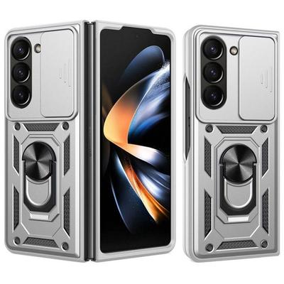Protective Case - BOOLING - for Samsung Galaxy Z Fold 7 - Shockproof - Silver - With Rotating Ring
