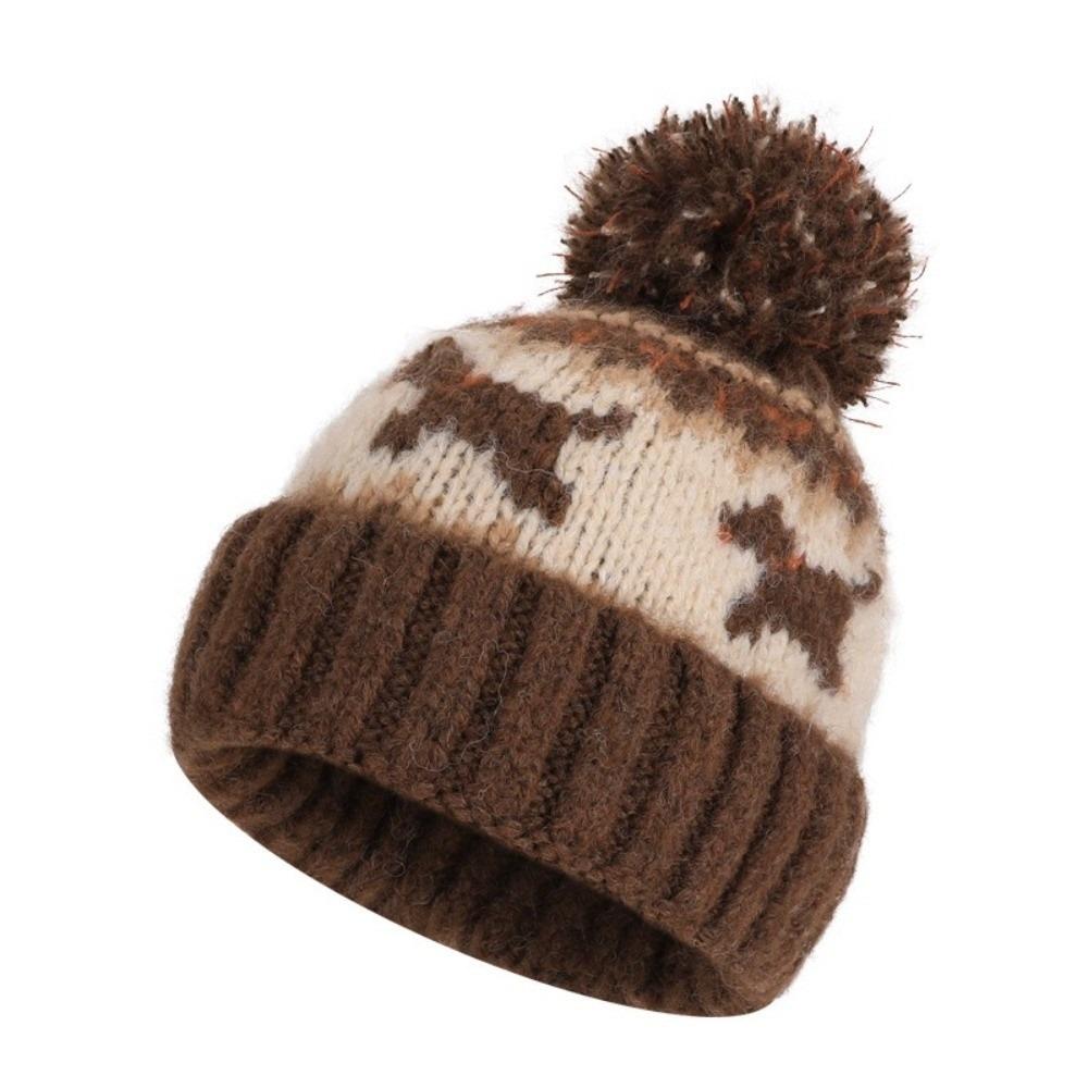 55cm To 62cm Knitted Beanie Hat Pom Pom Fall Winter Beanie Hat Fair Isle Beanie Outdoor Activity