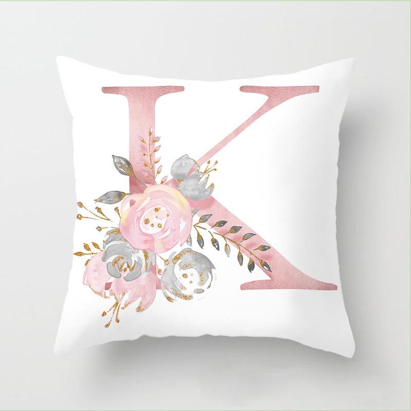 Letter Pink Floral Decoration Pillowcase Car Cushion Cover Pillowcase Sofa Cushion Decoration Living Room Home Decor Pillowcase