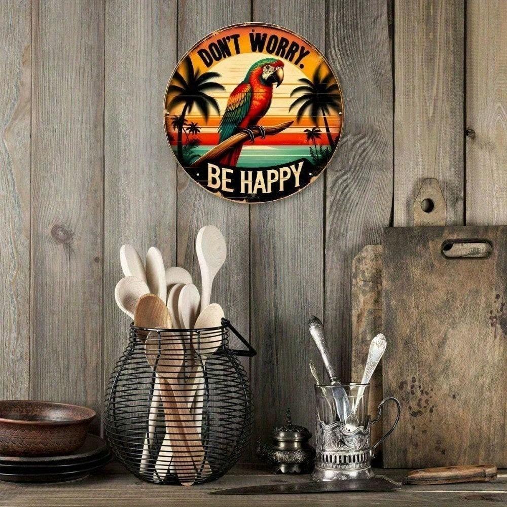 Vintage Tin Sign 8x8 Inch Parrot Retro Metal Wall Decor For Home Bar Cafe Garage Man Cave