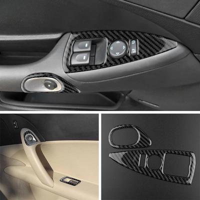 Carbon Fiber Stickers For Chevrolet Corvette C6 2005-2013 Door Window Lifter Button Switch Panel Trim Car Interior Accessories