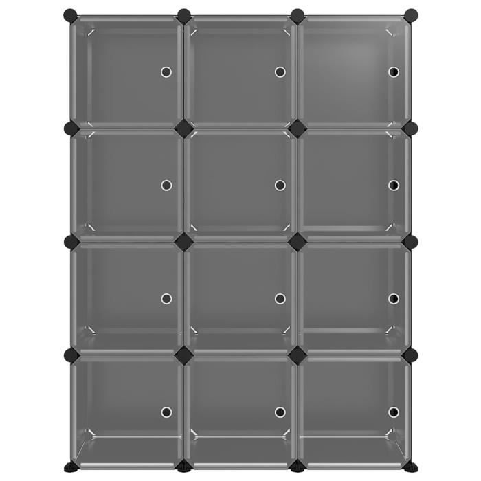 VidaXL Cubes de rangement 12 pcs avec portes Noir PP 340556