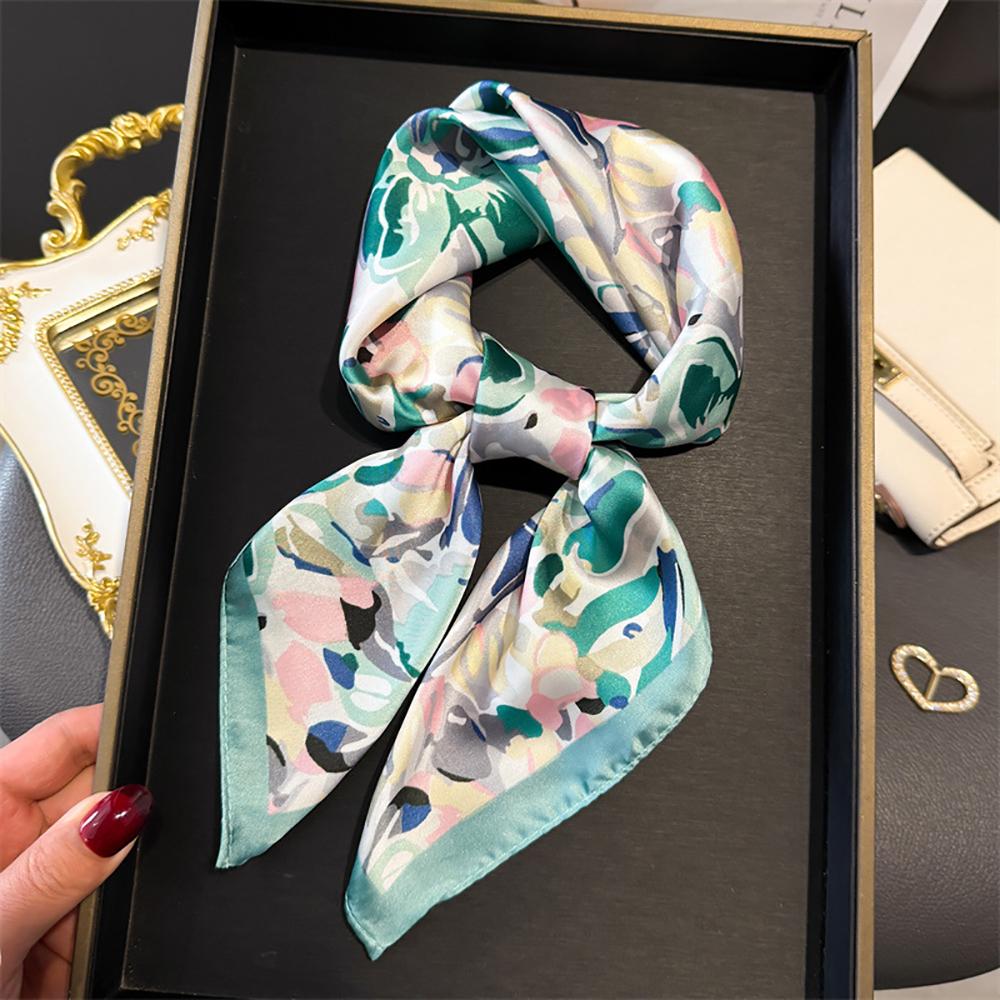 New Printed Square Scarves Women's Satin Scarf Spring and Summer Floral Bandana Small Neckties Hairbands Bags Foulard Shawl