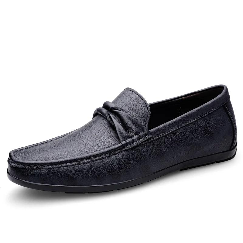 Men Genuine Leather Loafers Design Moccasin Fashion Slip On Soft Flat Men Casual Shoes Adult Male Footwear Handmade Boat Shoes