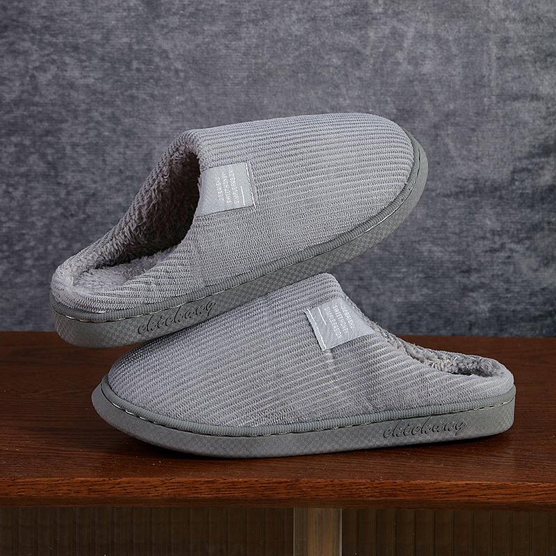 Supermarket autumn and winter cotton slippers female couple indoor household non-slip warm plush slippers