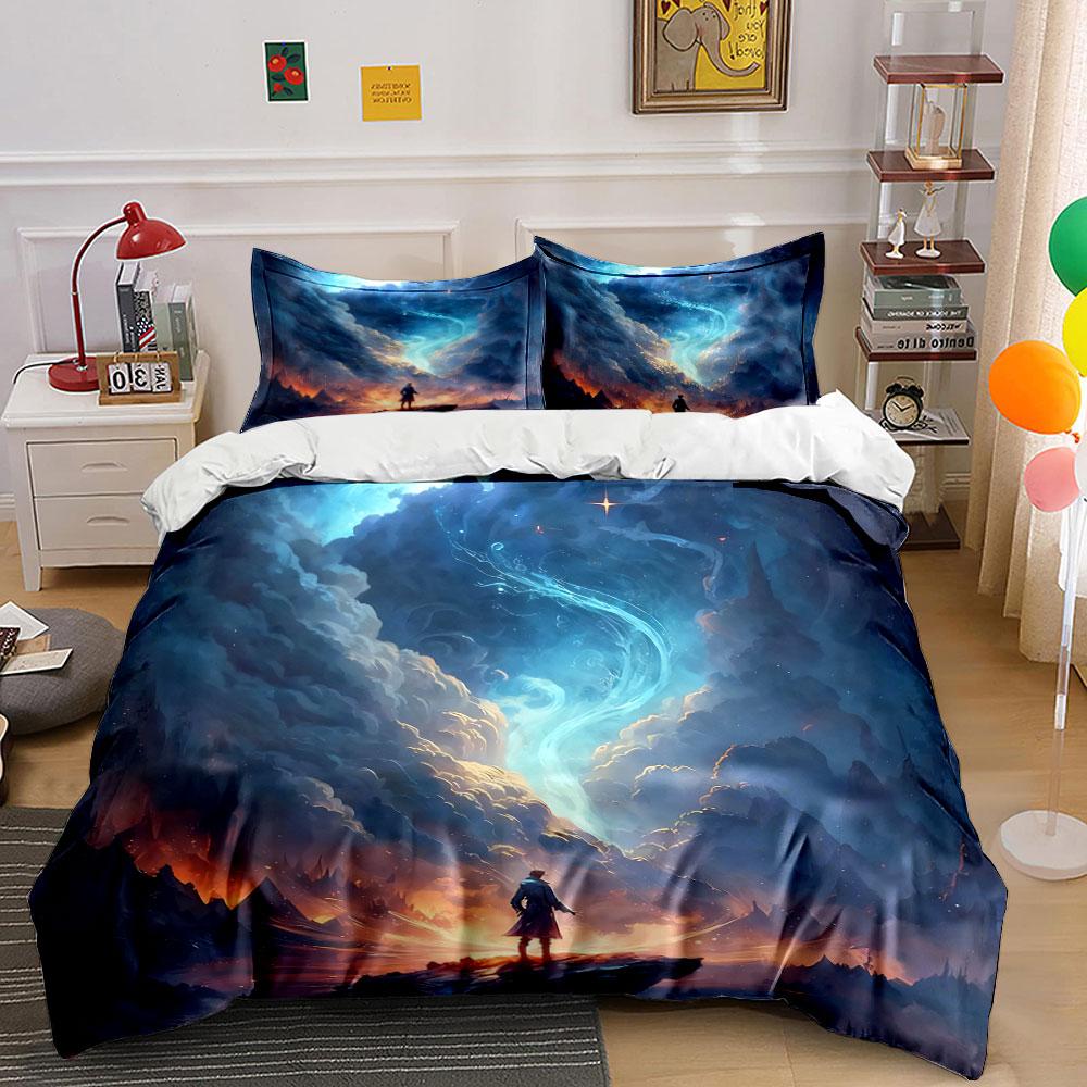 Fantasy Adventure Landscape Artwork Set Soft Comfortable Duvet Cover Bedding Set Included 1*Duvet Cover & 2*Pillowcases,Gift