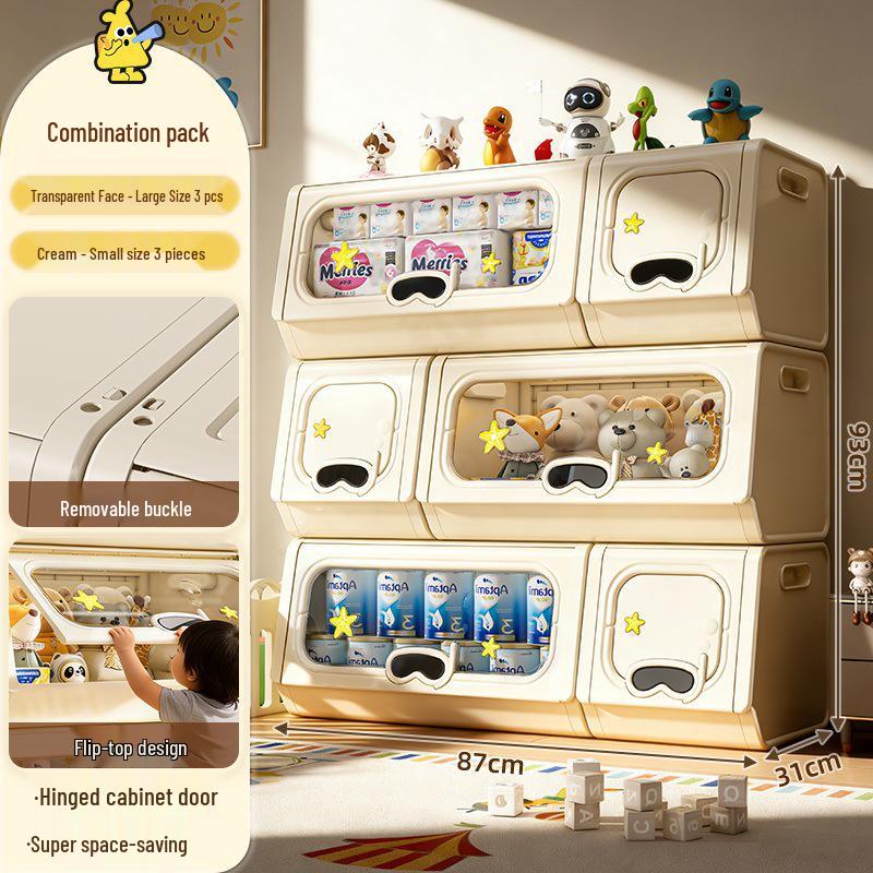 Living Room Large Capacity Plastic Storage Cabinet for Clothes, Snacks, and Toys