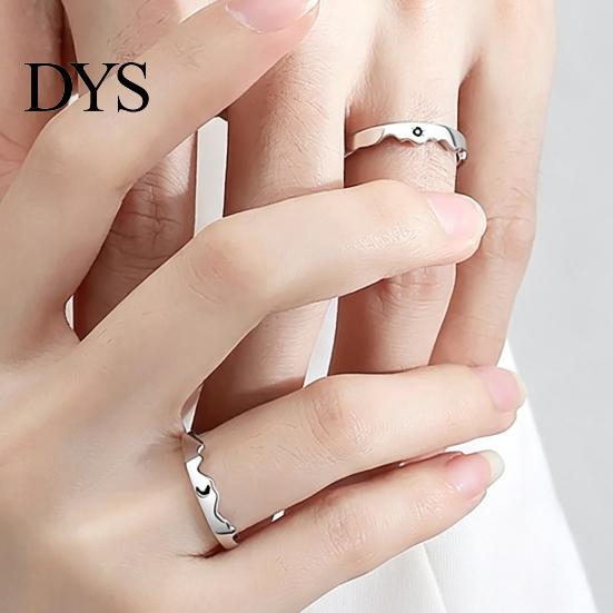 Sun Moon Rings 1 Pair Matching Couple Ring, Wedding Engagement Promise Alloy Ring Hypoallergenic Open Romantic Gift for Him Her Adjustable